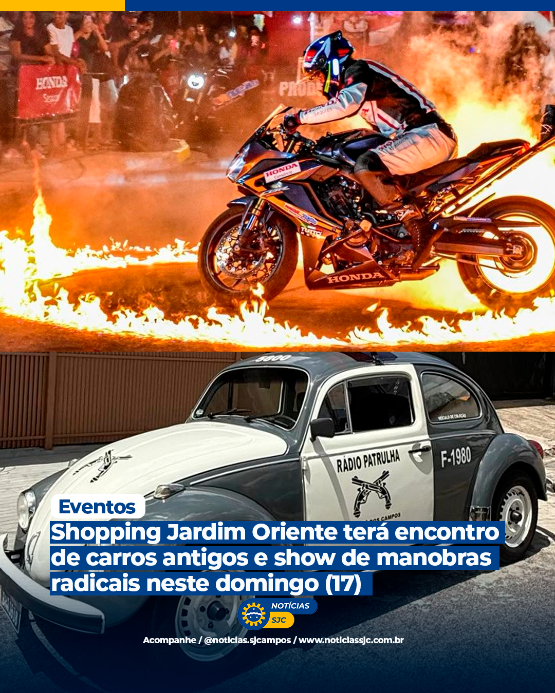 Shopping Jardim Oriente terá encontro de carros antigos e show de manobras radicais neste domingo (17)