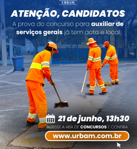 Locais de prova do concurso da Urbam já estão disponíveis para consulta