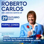Roberto Carlos confirma show em São José dos Campos no dia 29 de outubro